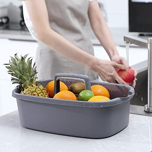 Large Cleaning Supplies Caddy Portable Shower Basket Supply Organizer with Handle Plastic Bucket Tool Storage for Bathroom, Bedroom, Kitchen, College Dorm, Garden, Dark Gray 2 Pack - Image 2
