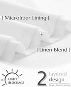 jinchan Linen Tier Curtains with Lined, 26x24, 2 Panels, Beige White - Image 6