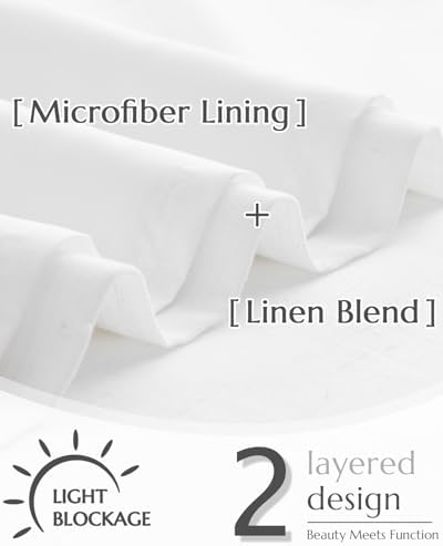 jinchan Linen Tier Curtains with Lined, 26x36, 2 Panels, Beige White - Image 6