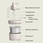 bella 3.5 Qt Hand & Stand Mixer, 2 in 1 Electric Mixer with Bowl, Oatmilk - Image 2
