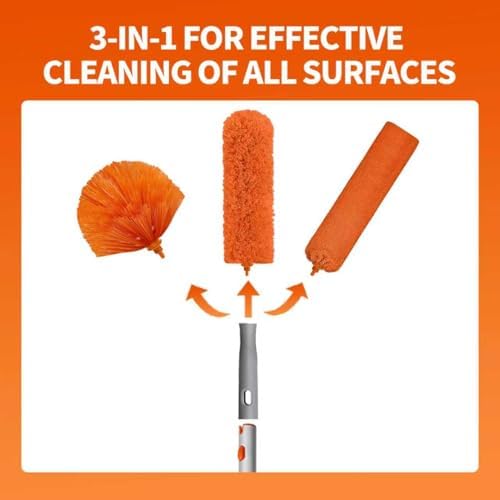 Ceiling Fan Cleaner Duster with 72‘’ Extendable Long Handle Cleaning Duster Kit, Reusable Chenille & Microfiber Mop Head for High Ceiling Fan Blade Wall Blinds Cobweb - Image 6