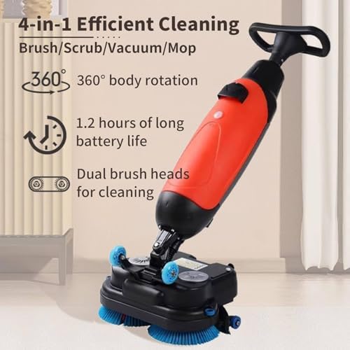 Commercial floor polisher,Mini Floor Scrubber Ultra, Portable Cordless Design, 120 Min Battery, 17" Wide Cleaning, 240 RPM for Home, Office, Bathrooms & Small Commercial Spaces(White) - Image 6