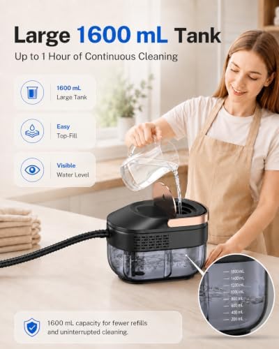 Steam Cleaner for Home, 1.6L Tank, 3 Steam Levels, 15s Fast Heat-Up - Image 3
