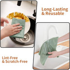 80 Pack Microfiber Cleaning Cloth Roll,Lint Free Rags & Tear Away Reusable Towels Washable Scratch,Ultra Absorbent Dish Rags(12" x 12") for Car Kitchen Home Garage-Green - Image 5
