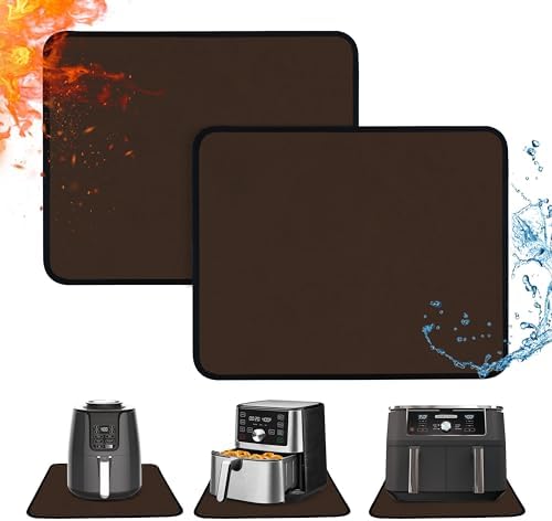 2 PCS Heat Resistant Mats for Countertop Air Fryer, 18x15in, Brown by Amerbro