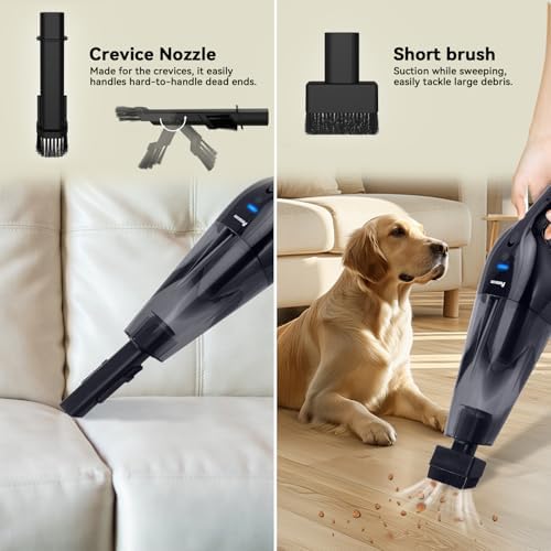 pemacom Portable Handheld Vacuum Cordless – 10,000Pa Suction Power, Lightweight 1.8 lbs, Washable HEPA Filter, LED Light, Quiet, 800ml Dustbin, Perfect for Home - Image 3