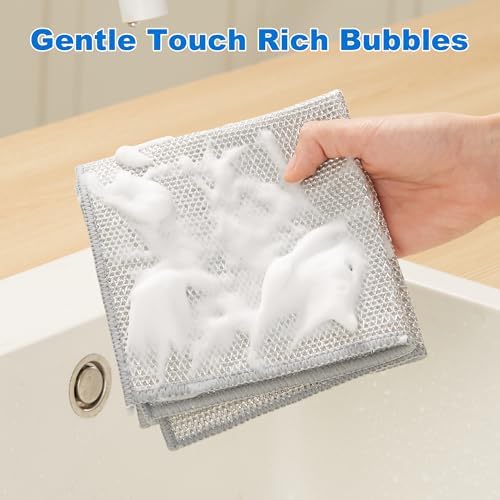 JOYMOOP Non Scratch Wire Dishcloth, 3 Piece Set, Medium, Silver - Image 6