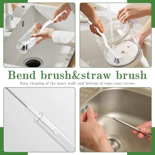 Crevice Cleaning Brush, Multifunctional Grout Brush and Straw Brush, 15 Pcs - Image 2