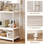 SUPERJARE Bakers Rack with Power Outlets, Microwave Stand, 31.5 X 16.5 Inch Larger Desktop, Kitchen Storage Rack with Adjustable Middle Shelf, 6 S-Shaped Hooks, Coffee Bar Stand, White - Image 7