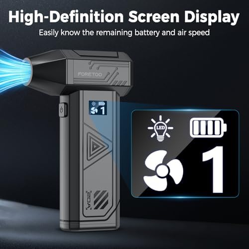 Foretoo Compressed Air Duster,130000RPM Super Power LED Display Electric Air Duster with Extended Runtime,Rechargeable Air Blower for Home,Camera,Car,Computer,Keyboard - Image 4