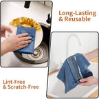 80 Pack Microfiber Cleaning Cloth Roll,Lint Free Rags & Tear Away Reusable Towels Washable Scratch,Ultra Absorbent Dish Rags(12" x 12") for Car Kitchen Home Garage-Navy Blue - Image 5