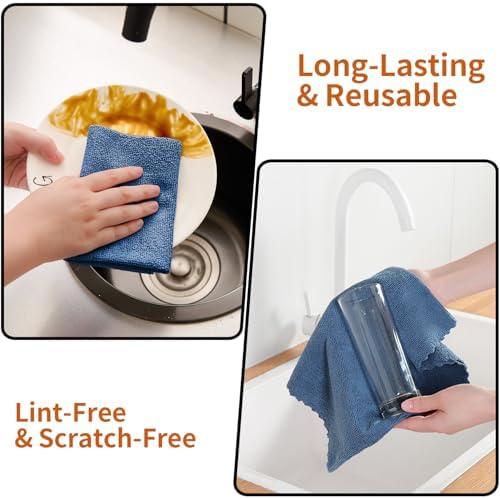 80 Pack Microfiber Cleaning Cloth Roll,Lint Free Rags & Tear Away Reusable Towels Washable Scratch,Ultra Absorbent Dish Rags(12" x 12") for Car Kitchen Home Garage-Navy Blue - Image 5