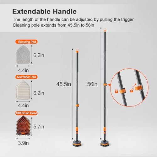 CLEANHOME Tile Tub Scrubber Brush for Cleaning Toilet Wall,Bathtub,Sink - Image 2