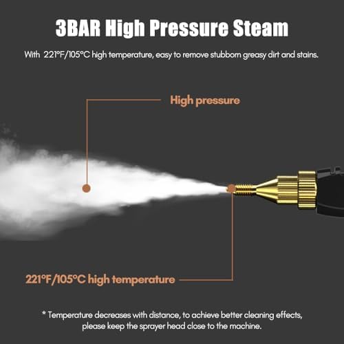 2500W Handheld Steam Cleaner High Temperature Pressurized Steam Cleaning Machine Portable Car Steamer with Brush Heads (Red) - Image 4