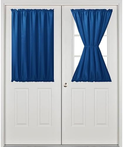 Hiasan French Door Curtains Privacy, Royal Blue, 52W x 40L, 1 Panel - Image 2