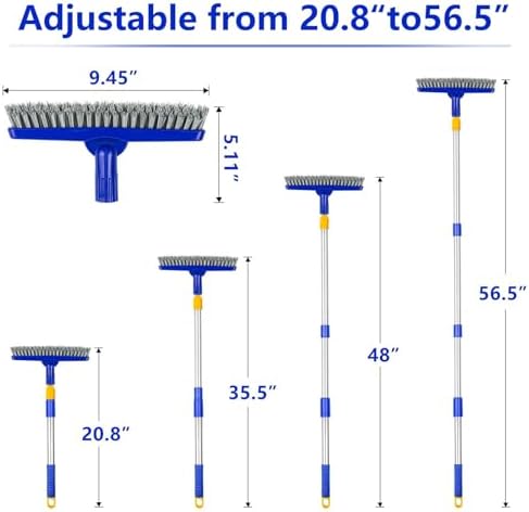 2 Pack Grout Brush with Long Handle, 56.5'' Swivel Grout Cleaning Brush,V-Shape Grout Scrub Brush, Extendable Handle Grout Cleaner Brush for Tile Floors，Bathroom,Baseboard,Shower,Corner - Image 6