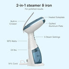 Conair Handheld Steamer for Clothes & Upholstery, 3 Attachments, White/Blue - Image 4