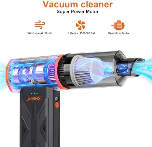 Compressed air Duster & Small Vacuum,150000RPM 3in1 Computer Vacuum Cleaner - Image 2