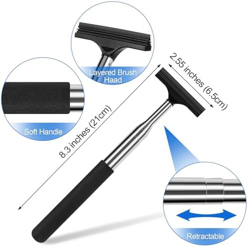 2 Pcs Car Mirror Wiper, 38.6in Handle Car Side Mirror Squeegee, Car Mirror Squeegee, Side Mirror Squeegee, Mini Squeegee for Rainy Foggy Weather - Image 2
