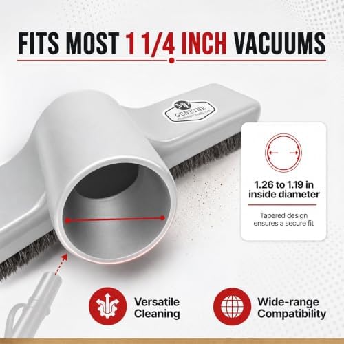 MP Maresh Products Soft Touch Deluxe Vacuum Cleaner Brush Attachment, Horse Hair Bristles for Hardwood & Wall Cleaning, Fits 1 1/4 Inch Vacuums Rigid Nozzle Dust Collector Pet Hair - Gray, 12 inch - Image 4