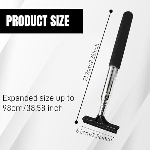 Side Mirror Squeegee, Window Cleaner Tool, Retractable Car Side Mirror Squeegee with Telescopic Long Handle, Car Mini Portable Window Cleaner Tool for Rainy Weather (Black) - Image 2