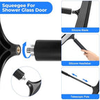 wlich Shower Squeegee with Long Handle, Telescoping Window and Floor Wiper - Image 4
