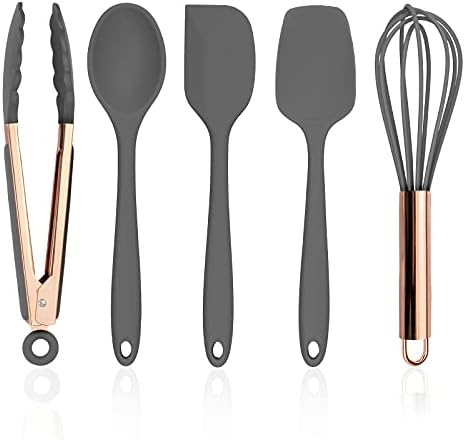 COOK WITH COLOR Silicone Cooking Utensils, Kitchen Utensil Set, Easy to Clean Silicone Kitchen Utensils, Cooking Utensils for Nonstick Cookware, Kitchen Gadgets Set, Standard, Gray by CookwithColor