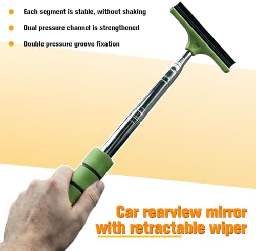 2PCS Car Side Mirror Squeegee, Retractable Vehicle Rear View Mirror Cleaning Wiper for Rainy Foggy Weather, Portable Auto Window Glass Cleaner Squeegee, Universal Fit (Green) - Image 6