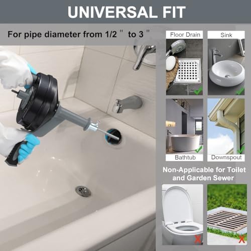 Drain Auger, Clog Remover with Drill Adapter, 25 Feet Flexible Plumbing Snake Use Manually or Powered for Kitchen,Bathrom and Shower Sink, Comes with Gloves(Gray) - Image 3