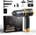 Handheld Car Vacuum Cleaner, 4-in-1 Cordless Rechargeable Mini Vacuum with Air Duster – Quickly Clean Crumbs, Pet Hair & Crevices in Car, Office, Home. Ideal for Commuters & Office Workers (Gold) by Unknown