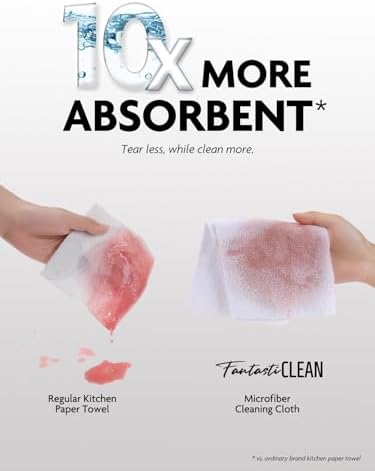 Fantasticlean Microfiber Cleaning Cloth Roll- 90 Sheets, 12" x 12" (White) - Image 6