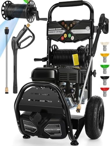 4200PSI Gas Pressure Washer 4.0GPM Gas Power Washer 212CC Gas Powered Washing Machine Commercial High Pressure Washer with 32ft Hose Reel&5 Nozzles for Patio Garden Yard Vehicle,EPA/CARB/ETL by Steupoek