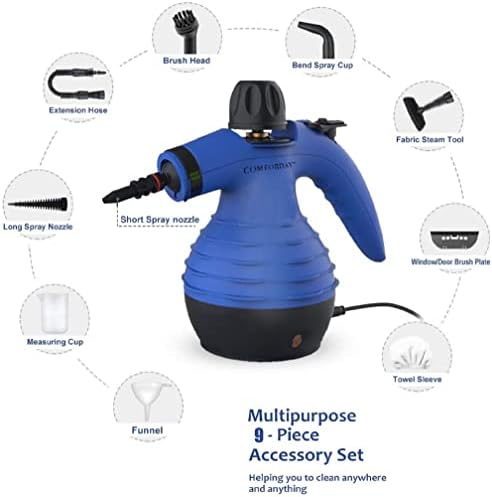 Comforday Handheld Pressurized Steam Cleaner - Multi-Purpose Steamer with 9-Piece Accessories Steam Cleaning Machine for Stain Removal, Curtains, Car Seats, Floor, Window (Blue) - Image 2