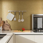 CRE8TIVE Thick Brushed Brass Gold Stainless Steel Contact Paper Peel and Stick Kitchen Wallpaper Metallic Gold Wallpaper Removable Self Adhesive Refrigerator Vinyl Wrap for Cabinets Furniture 12"x354" - Image 3
