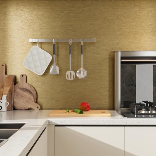 CRE8TIVE Thick Brushed Brass Gold Stainless Steel Contact Paper Peel and Stick Kitchen Wallpaper Metallic Gold Wallpaper Removable Self Adhesive Refrigerator Vinyl Wrap for Cabinets Furniture 12"x354" - Image 3