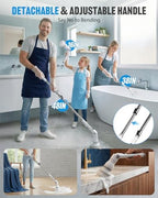 Electric Spin Scrubber, Cordless Shower Scrubber with 8 Replaceable Brush Heads, Adjustable Long Handle Bathroom Scrubber, 3 Speeds LED Display, IPX7 Waterproof Cleaning Brush for Bathtub Tile Floor - Image 3