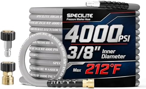 SPECILITE 25FT X 3/8" Pressure Washer Hose 4000 PSI for Hot & Cold Max 212℉ by SPECILITE