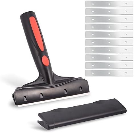 EHDIS Razor Blade Scraper, 6" Scraper Adhesive Remover Tool with 10 Double-Edge Blades for Cleaning Paint, Caulk, Adhesive, Label, Decal, Sticker from Window, Glass, Tile, Floor, Stove Top by EHDIS