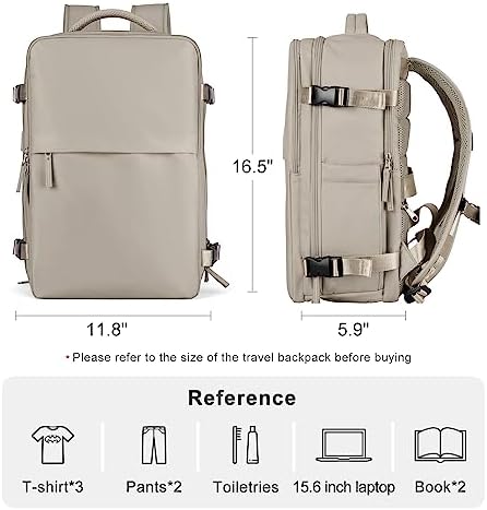 coofay Laptop Travel Backpack For Women Men Airline Approved Carry On Bags For Airplanes Underseat Luggage Backpack For Traveling On Airplane Personal Item Travel Bag For Airlines Light Brown - Image 3