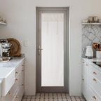NICETOWN Cream White Linen Door Curtains 78 inch Long, W36 x L78 Room Darkening for Front Door Window, Tie Up Shades with Sticky Strip Light Filtering for Window, 1 Panel - Image 2