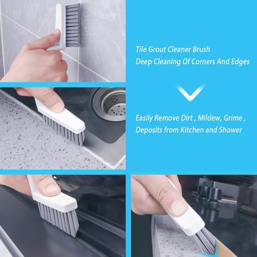 Lumkew Grout Cleaner Brush V Shape, Stiff Grout Cleaning Brushes for Tile Floor, Handheld Grout Scrub Brush Set for Shower, Bathroom, Kitchen, Household Use,2 pcs - Image 2