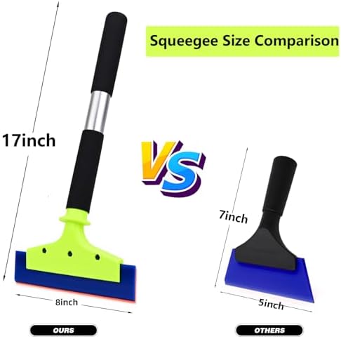 EHDIS Long Handle 8-Inch Rubber Squeegee Aluminum Tube Handle Window Tint Squeegee Auto Water Blade, Shower Squeegee for Car Windshield, Glass, Tiles, and Smooth Surfaces - Image 4