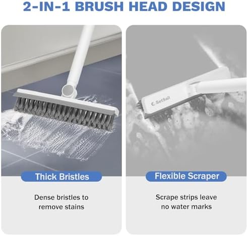 SetSail Grout Cleaner Brush with Long Handle, V-Shaped Floor Scrub Brush - Image 4