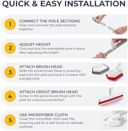 Shower Scrubber with Long Handle, Stiff Bristles Grout-Brush, Tub Scrub-Brush with Long-Handle, Shower-Cleaner Brush - Image 4