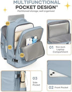 coofay Travel Backpack For Women Men Airline Approved Carry On Backpack Flight Approved Waterproof Sports Luggage Backpack Casual Daypack Small Hiking Backpack Grey Blue - Image 4
