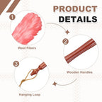 uxcell Wool Duster, 20.5" Natural Feather Cleaner Household Cleaning Duster with Solid Wooden Handle for Cleaning Fans Window Blinds Shelves Furniture, White Pink - Image 3