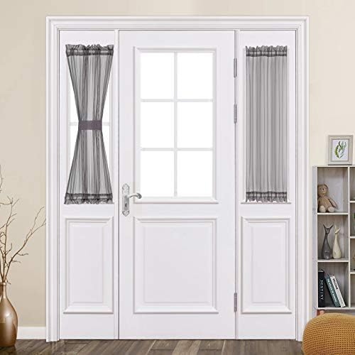 MIULEE Dark Grey 25 x 40 Inches Sidelight Sheer Curtains by MIULEE