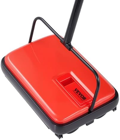 VEVOR Carpet Sweeper Manual, Floor Sweeper with 300 ml Dustbin Capacity Easy to Empty, 6.7 inch Cleaning Width for Home Office Carpets Pet Hair Dust, Red by VEVOR