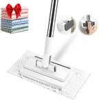 Snap Grip Mini Mop with 5 Reusable Cloths, 50 Inch Adjustable Lazy Mop, Hands Free Cloth Changing Flat Mops with Wall Hook for Wet Dry Floor Wall Bathroom Kitchen Corner Cleaning by Unknown