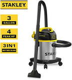 STANLEY 3 Gallon Wet Dry Vacuum, Powerful 4 Peak HP Motor, Portable Stainless Steel 3 in 1 Multifunctional Shop Vacuum with Blower, Model: SL18136 - Image 5
